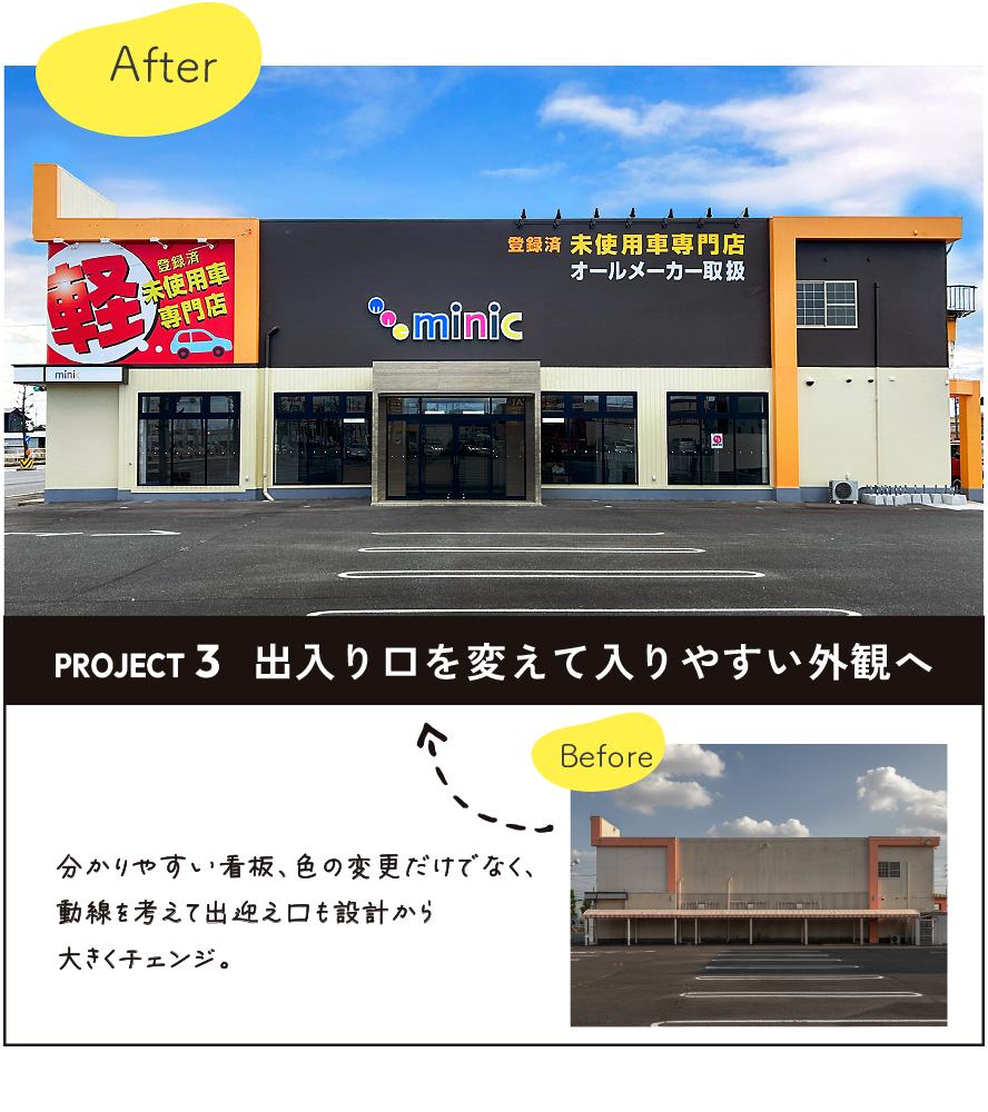 彩朝スタイルの施工例　Before ＆ After　ミニック様の店舗改装
