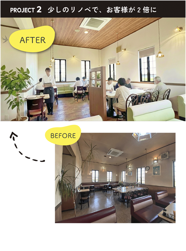 彩朝スタイルの施工例　Before ＆ After　スワロー様の店舗改装　内装