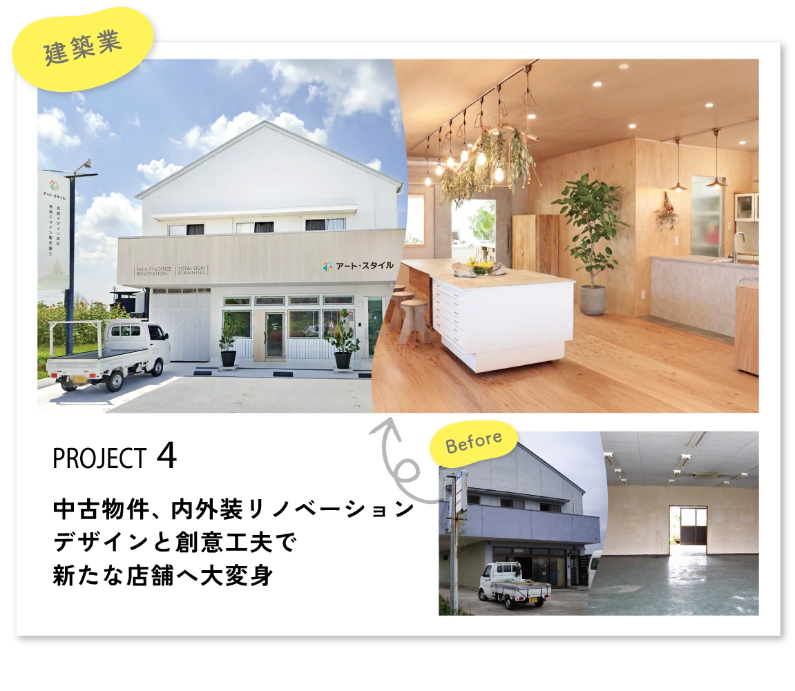 中古物件、内外装リノベーション。デザインと創意工夫で新たな店舗へ大変身