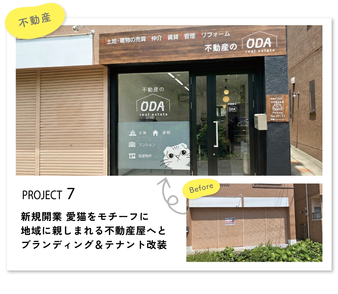 新規開業　愛猫をモチーフに地域にしたしまれる不動産屋さんへとブランディング＆テナント改装