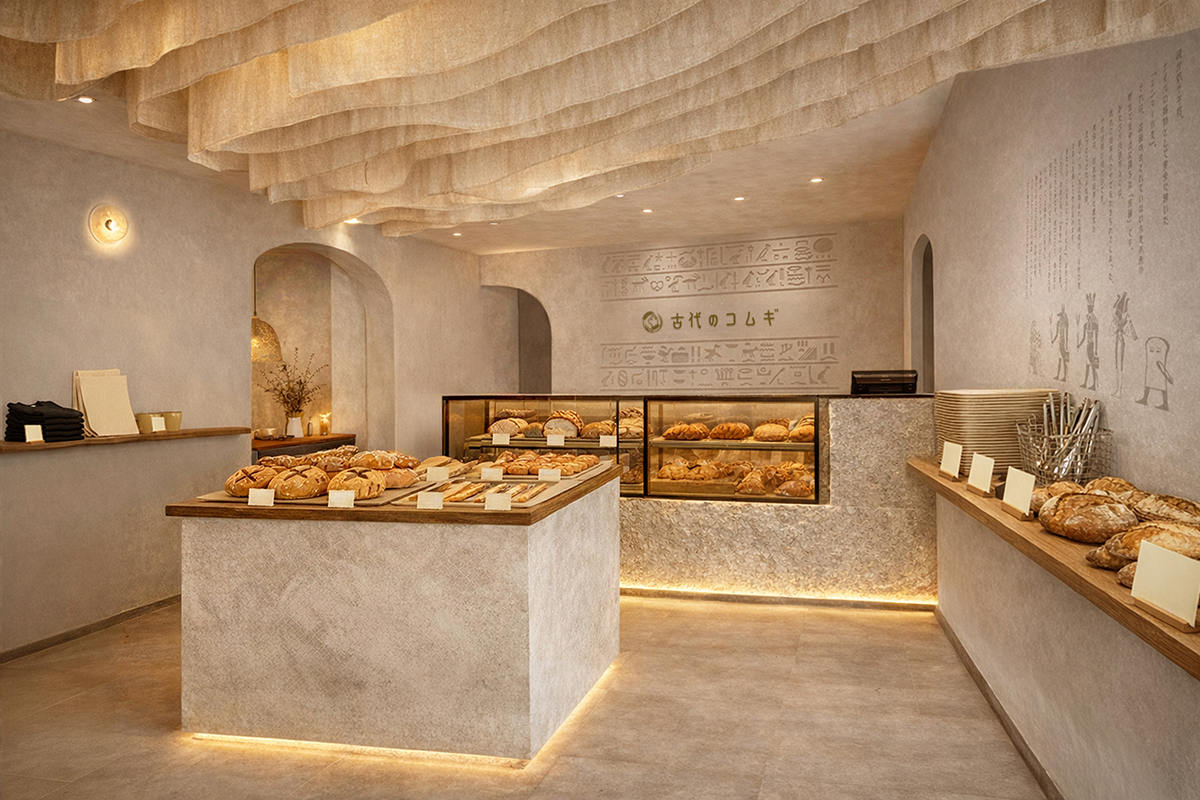 パン屋の店内デザイン　レジカウンター　愛知の空き家リノベーション