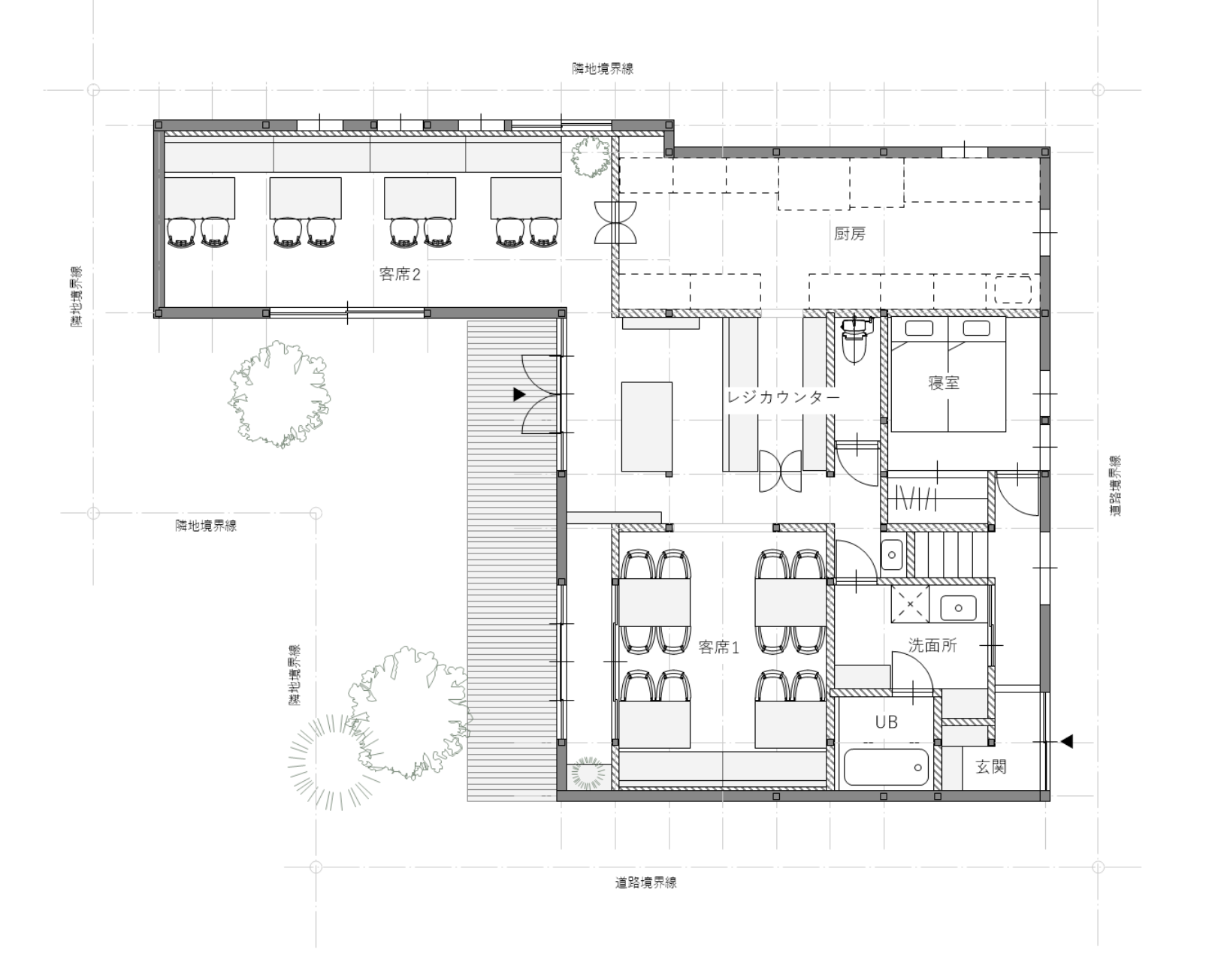愛知の空き家を店舗にリノベーション　パン屋の店内図面